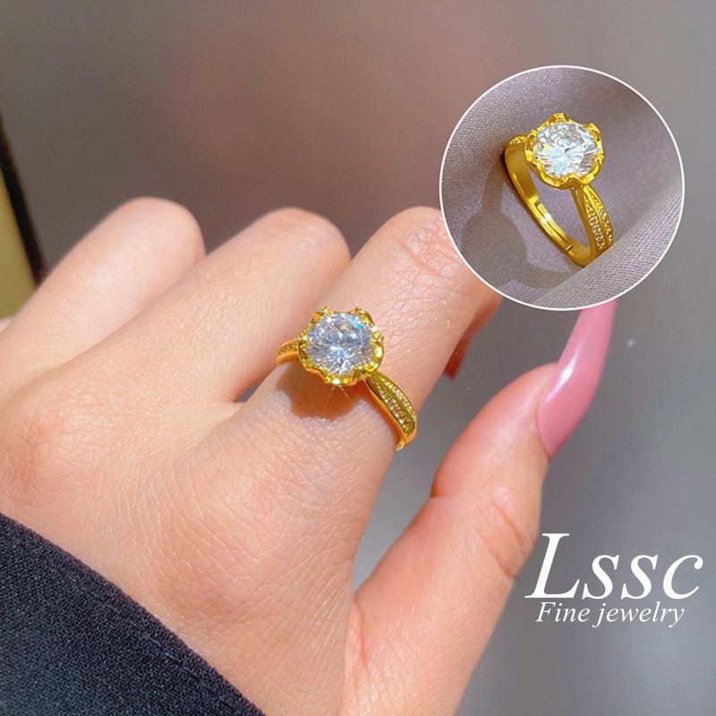 Nhẫn nữ titan chống gỉ Vàng 18k trang sức kim cương sang trọng