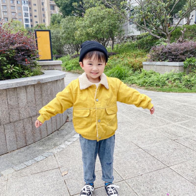 Áo Kaki lót lông túi hộp cho bé trai kèm ảnh thật