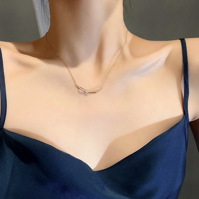 Vòng cổ Mặt Nơ Đính Đá zircon Thời Trang Cho Nữ