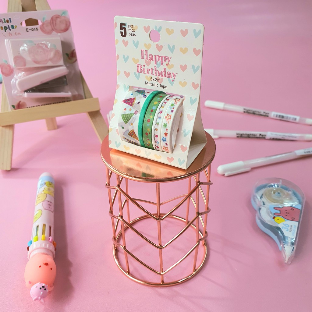 Set Washi tape trang trí ánh kim 5 cuộn Be Tiny