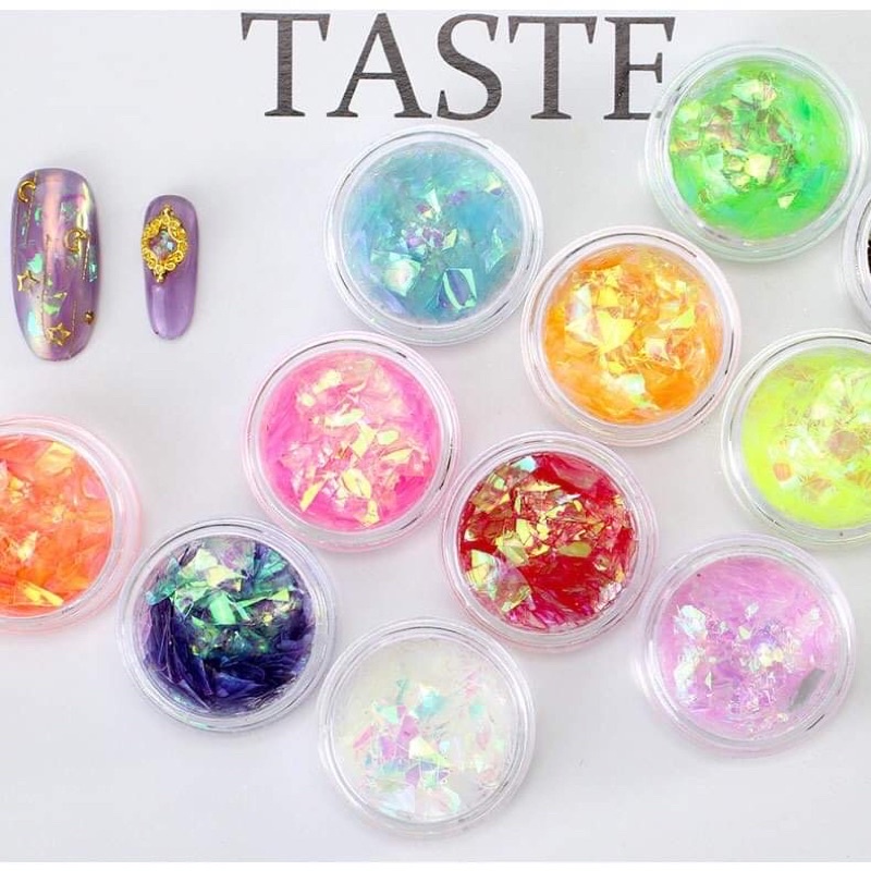 Set 12 hũ giấy pha lê ẩn gel trang trí móng siêu sáng đẹp