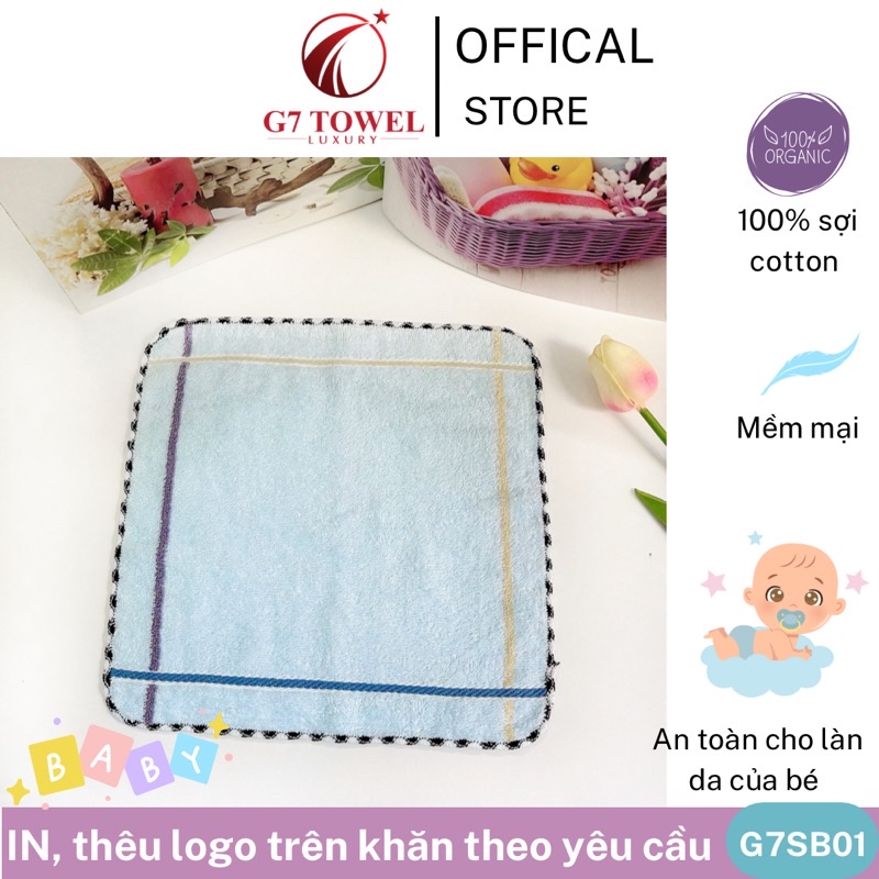 Khăn mặt cotton trẻ em, khăn mầm non G7SB01 G7 Towel cho bé yêu, 100% cotton an toàn cho làn da nhạy cảm của trẻ