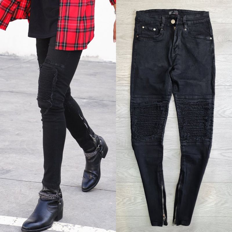 Quần jean  biker đen QJ39