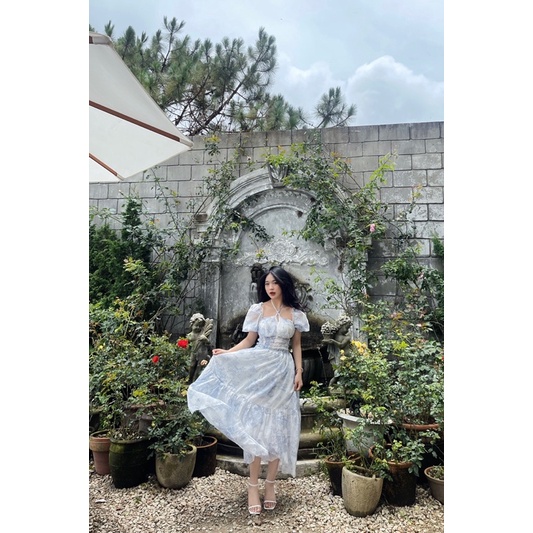 Váy maxi hoa xanh biển dài bồng bềnh xinh xĩu (order) | BigBuy360 - bigbuy360.vn