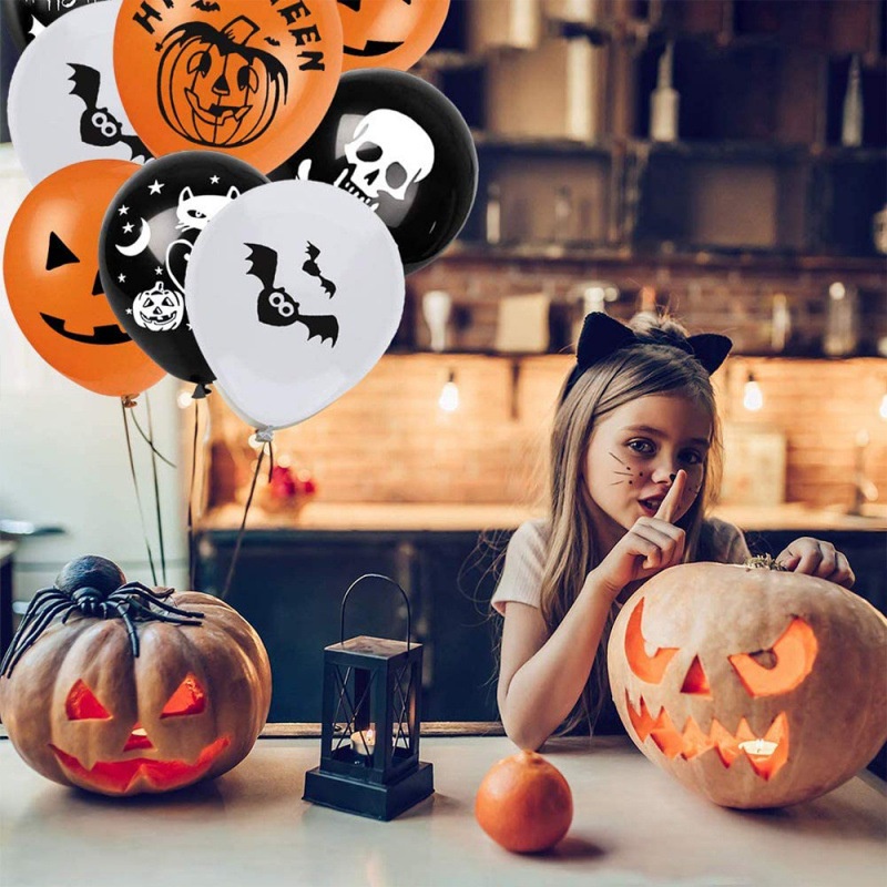 10 Bóng bay latex chủ đề Halloween hình bí ngô bóng ma