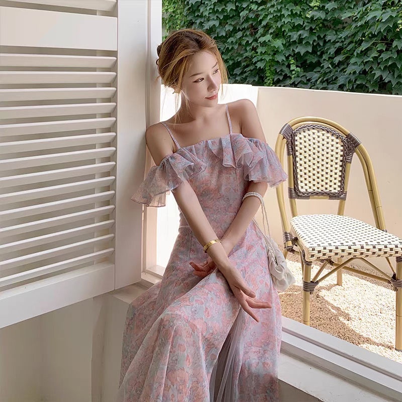 Sexy đầm hồng váy đi biển đầm dài đầm hở lưng đầm trễ vai váy cổ yếm váy tay bồng váy hoa nhí vintage váy xẻ tà đầm bigsize nữ váy nữ xinh váy đi chơi đầm đi tiệc đầm nữ