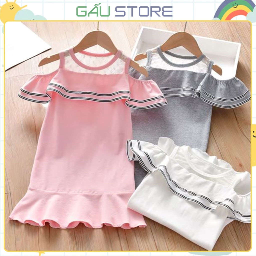 Váy cho bé gái vai bèo, đầm cho bé gái size đại đến 65kg - VÁY BÈO TRỄ VAI