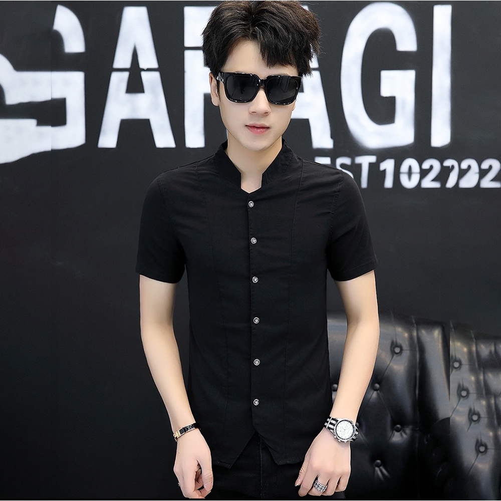 Áo sơ mi, Áo sơ mi nam cộc tay cổ đứng,  phong cách trẻ trung năng động, lịch lãm N20
