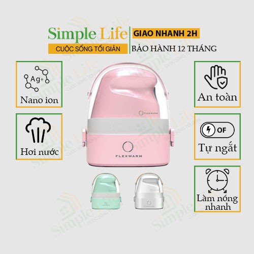 [Freeship - BH 12 tháng] Bàn là hơi nước FLEXWARM nano steam, có ion kháng khuẩn ủi được mọi loại vải, chống cháy vải