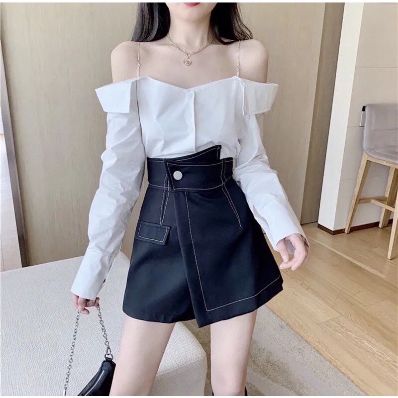 Quần SOOC Giả váy Vạt xéo Viền Chỉ Nổi |HÀNGF ĐẸP| Chất Vitex chuẩn form