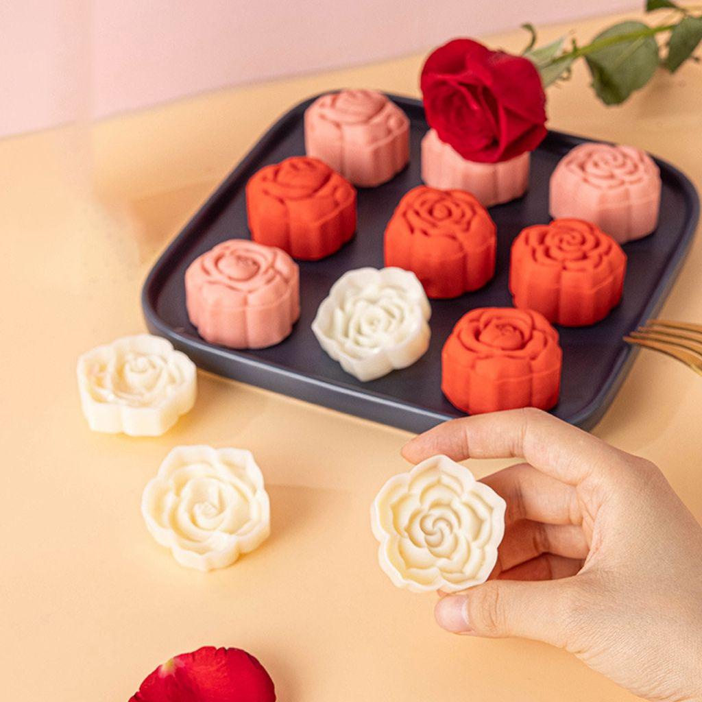 AUGUSTINA Khuôn Nhấn Làm Bánh Trung Thu Hình Hoa Hồng 3D Sáng Tạo DIY