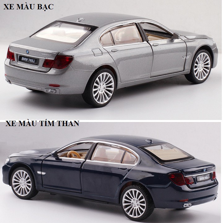 Xe mô hình ô tô BMW 760i tỉ lệ 1:32 xe bằng sắt có âm thanh và đèn mở các cửa