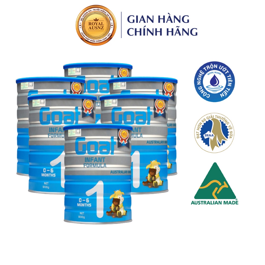 Combo 6 Hộp Sữa Dê Goat Infant Formula 1 ROYAL AUSNZ Bổ Sung Dinh Dưỡng Cho Bé 800g/hộp