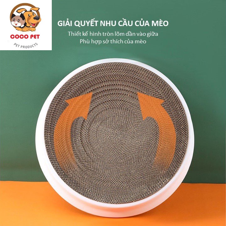 Bàn Cào Móng Hình Tròn Kiêm Ổ Nằm Cho Mèo Size Lớn 43cm, Chất Liệu Nhựa Cao Cấp Chống Trầy Xước