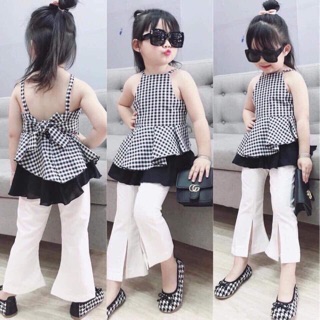 Set áo dây quần ống loe cho bé