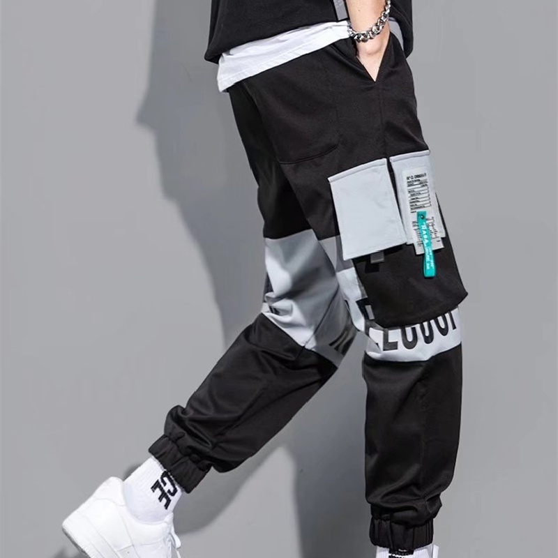 Quần ống rộng nhiều túi màu sắc chất lượng cao phong cách đường phố Hàn Quốc thời trang cho nam size S-5XL