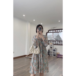 váy hoa baby doll cổ tim