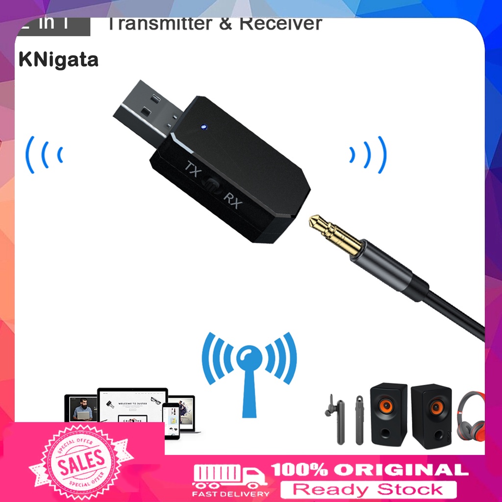 {HAM} KN330 2 in 1 Car Bluetooth 5.0 Audio Receiver Transmitter Stereo Music Adapter