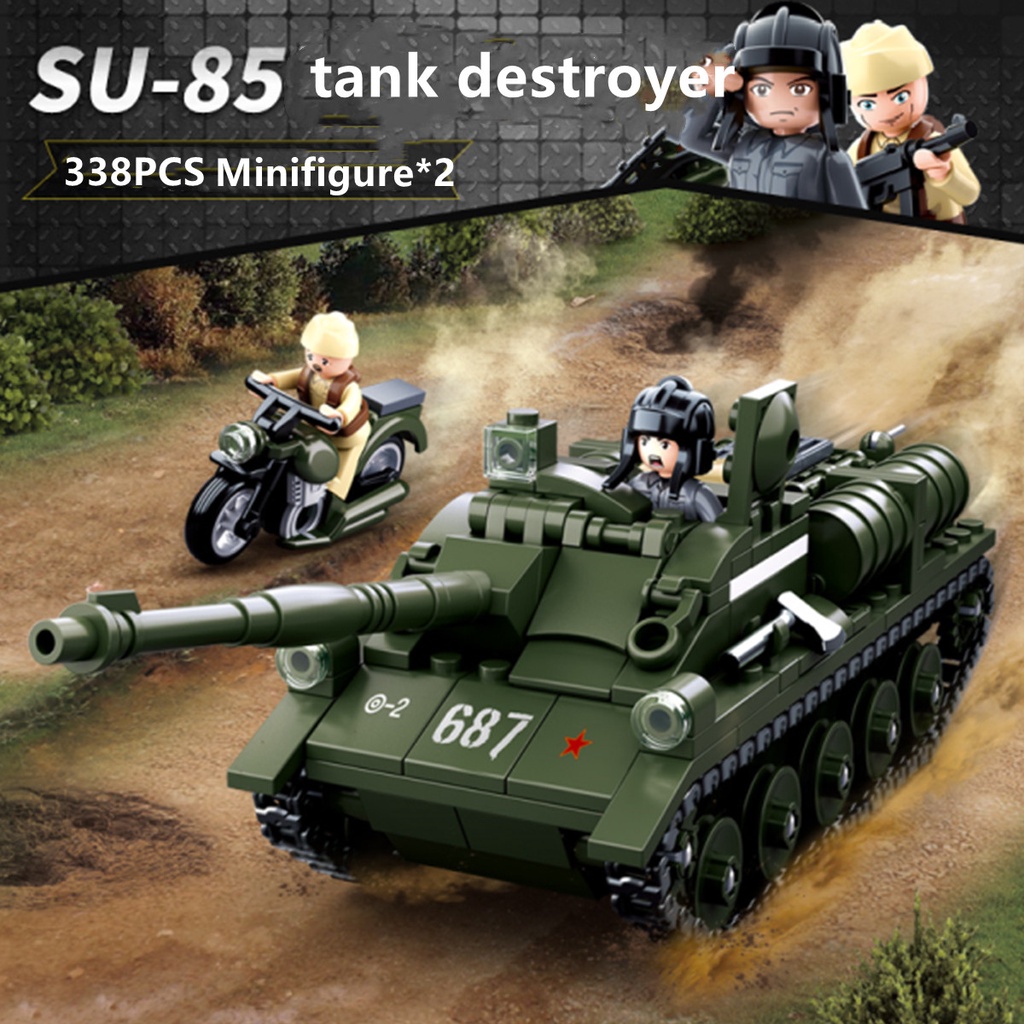 Bộ Đồ Chơi Lắp Ghép  338 Mảnh Ghép Xe Tăng Sluban 0687 WW2 SU85