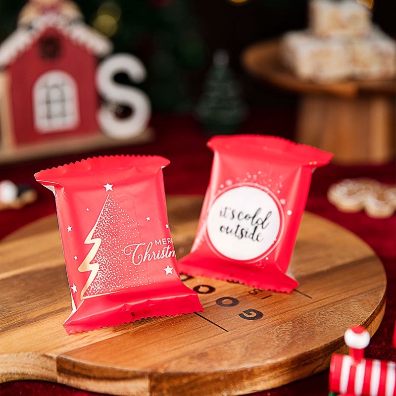 100 vỏ túi bánh 7x10cm noel đỏ