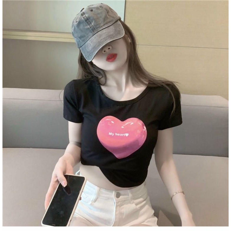 [Mã FAMARAL1 giảm 10K đơn 50K] Áo thun croptop in My Heart