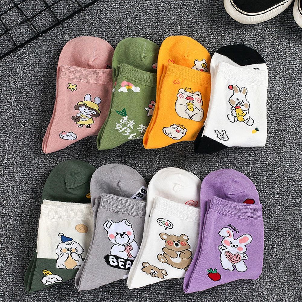 Tất cổ trung in hình thỏ dễ thương thoáng khí thoải mái cho nam và nữ