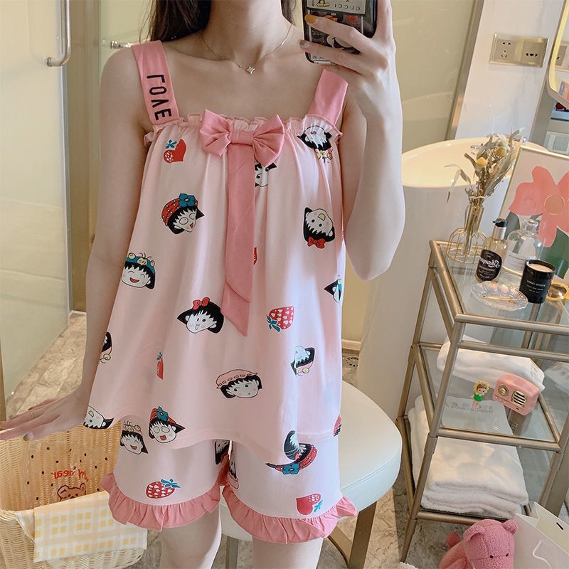 Đồ bộ ngủ bầu 2 DÂY IN HÌNH NGỘ NGHĨNH chất cotton siêu mịn mát BC11