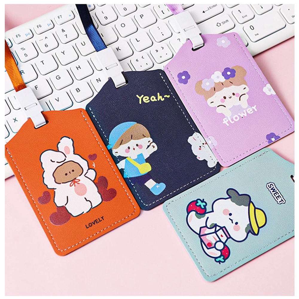 Bao đựng thẻ đa năng in họa tiết hoạt hình dễ thương có dây đeo dành cho học sinh