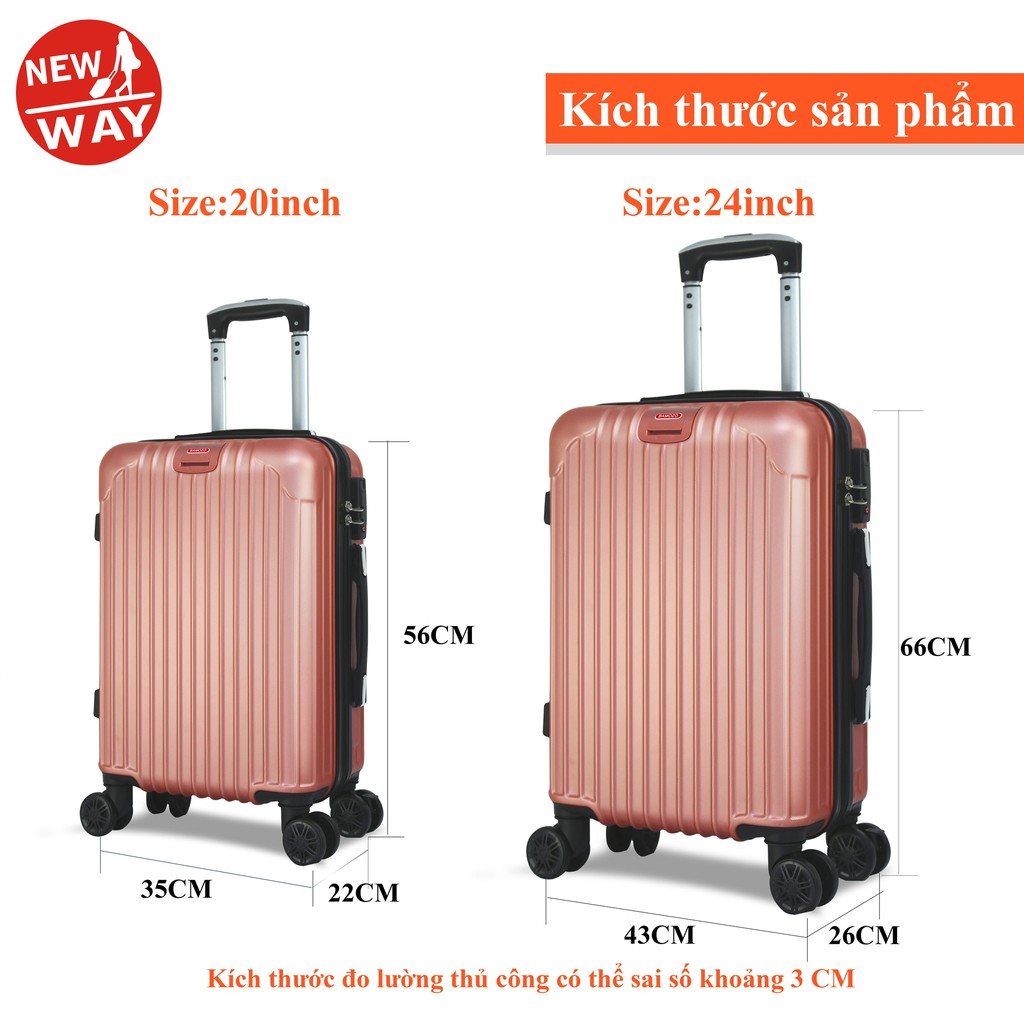 vali kéo du lịch Cao Cấp HP thời trang giá rẻ vân dọc size20inch/24inch Bảo Hành 5 năm