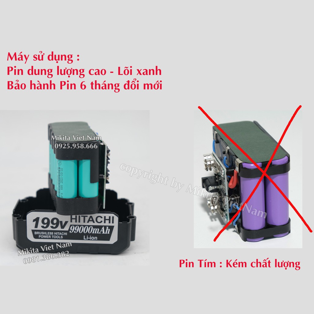 Máy cắt cỏ dùng pin HITACHI 199V - Tặng Bộ dụng cụ thuận tiện cho gia đình dọn vườn