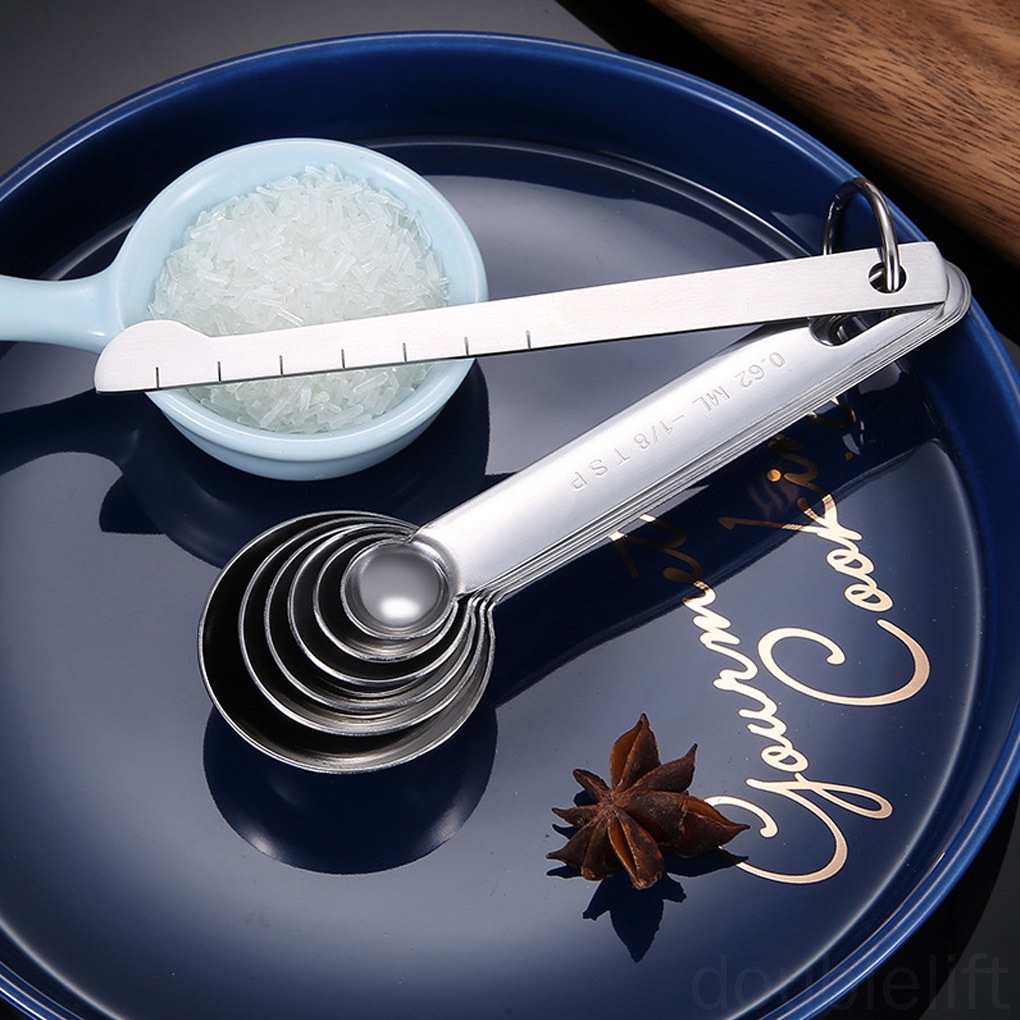 Set 7 Muỗng Đo Lường Gia Vị Bằng Thép Không Gỉ