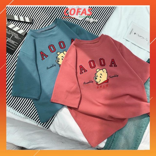 Áo thun tay lỡ unisex nam nữ gấu AOOA ( mới về)