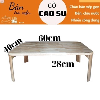 Bàn gỗ xếp gọn chân bánh mỳ 60x40x28cm