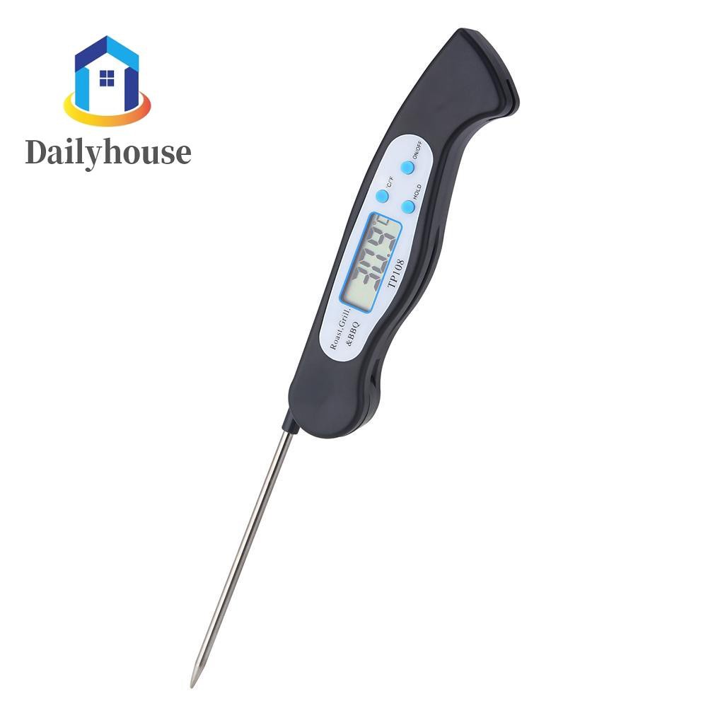 1pc Folding Digital Oven Lab Thermometer BBQ Meat Food Liquid Water Oil Probe