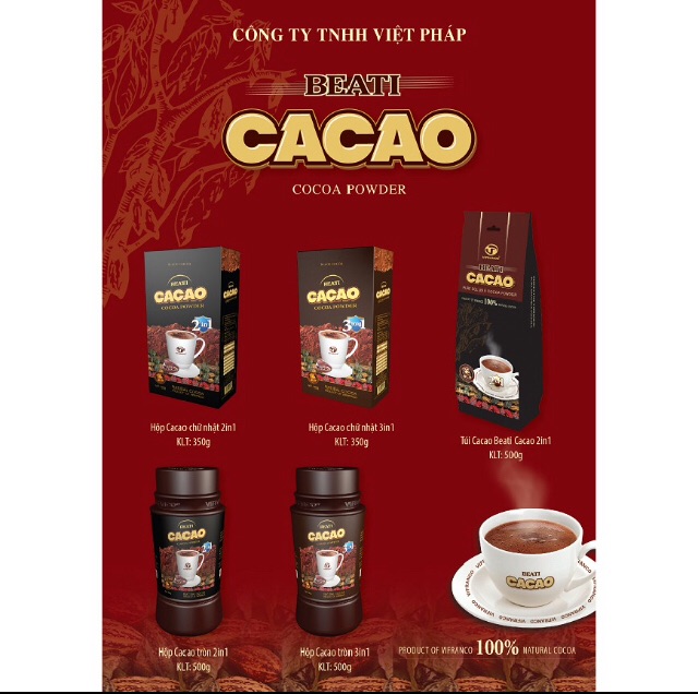 Bột cacao uống liền 3 in 1 Vifranco 500g