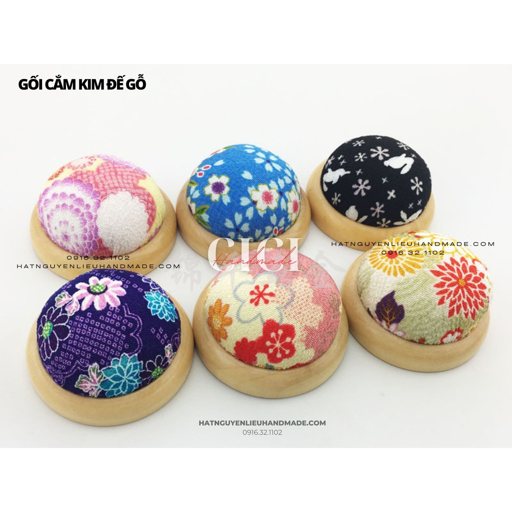 Gối cắm kim đế gỗ gối đeo tay Cici Handmade nguyên liệu chuyên hạt đá hạt pha lê hạt cườm may đo