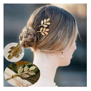 Kẹp cài tóc màu vàng cành 5 lá