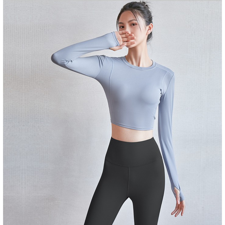 Áo tập yoga nữ dài tay Louro LA61, kiểu áo tập croptop dùng tập gym, yoga, zumba - chất liệu siêu co giãn, thoáng mát
