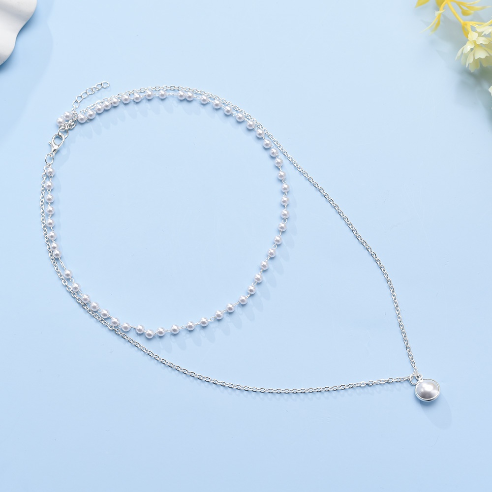 Dây Chuyền Hai Lớp Đính Ngọc Trai Nhân Tạo Thời Trang Dành Cho Nữ