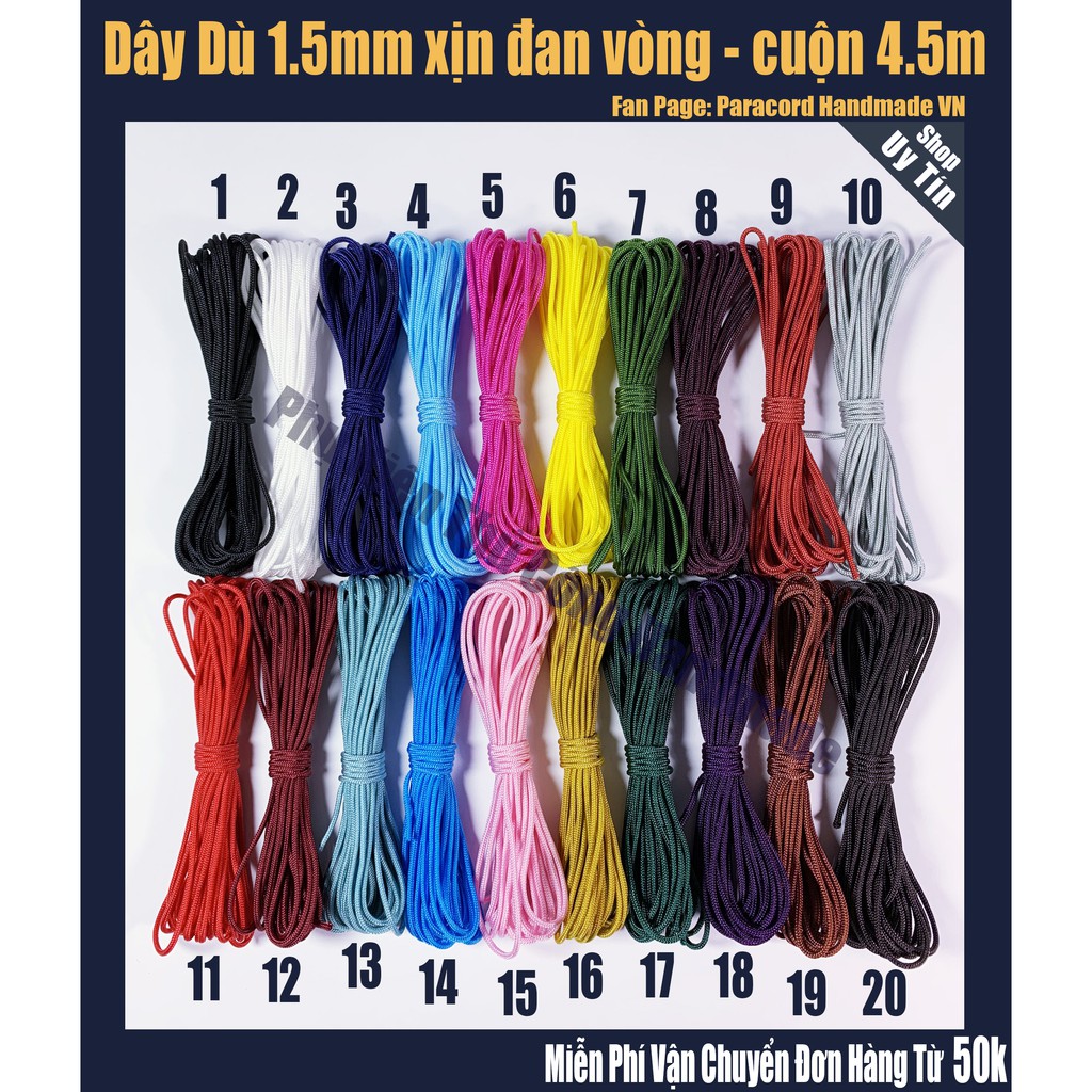 Cuộn dây dù 1,5mm - dài 50m rất nhiều màu sắc | BigBuy360 - bigbuy360.vn