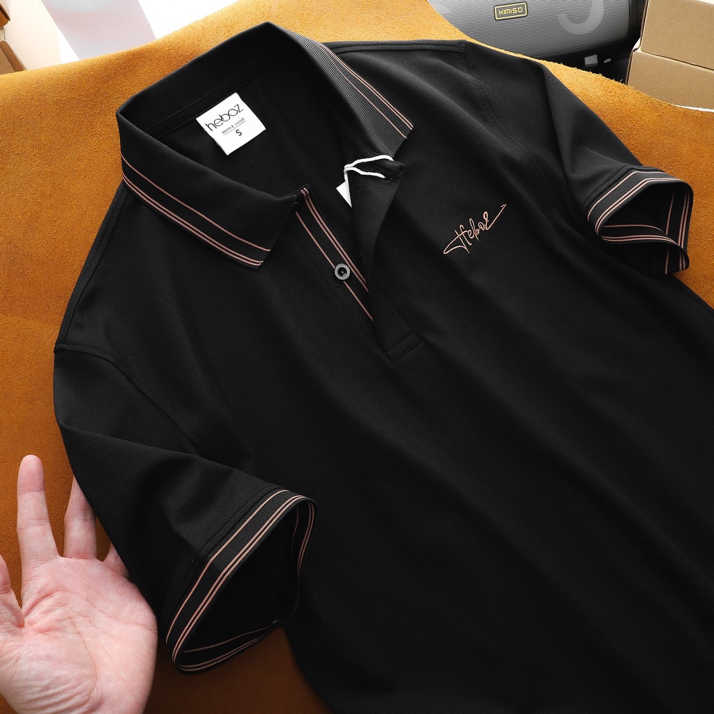 Áo Polo Nam Signature Heboz 2M, chất vải CVC 4 chiều co giãn tốt, thoải mái có thêu chữ trước ngực - 00001116
