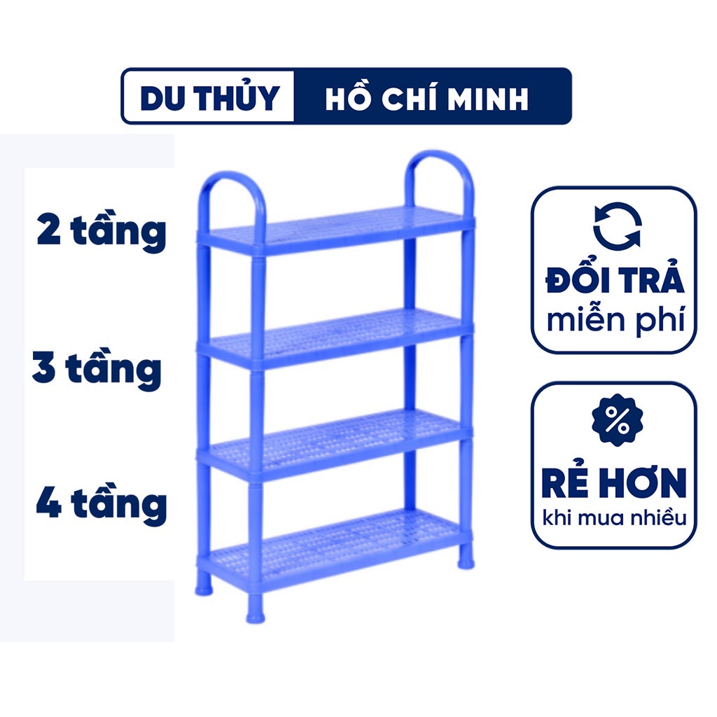 Kệ để giày dép 2 - 3 - 4 tầng, kệ dép lắp ghép đơn giãn chất liệu bằng nhựa PP bền bỉ dễ vệ sinh, có màu xanh và đỏ