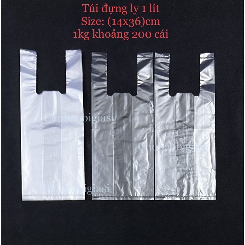 1kg Túi đựng ly 1 lít size 14x36cm (1 kg khoảng 200 cái) giá rẻ, dễ sử dụng (sp y hình)