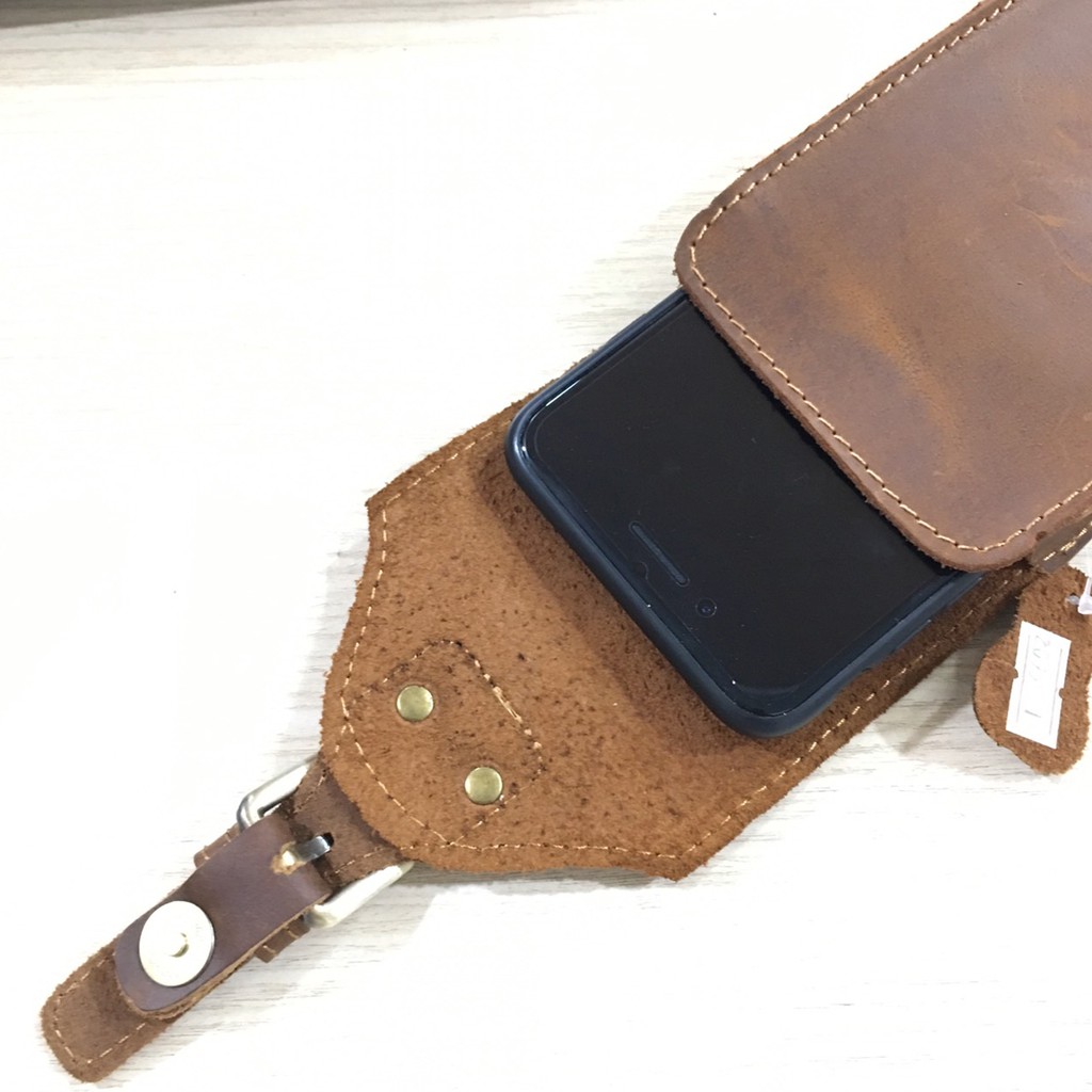 [Mã SKAMLTSM9 giảm 10% đơn 99K] Bao da điện thoại đeo thắt lưng da bò sáp nguyên tấm 6.3' , 6.5 , 6.7 inch | BigBuy360 - bigbuy360.vn