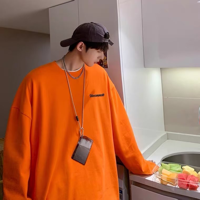 Áo Thun Tay Dài Dáng Rộng In Chữ Phong Cách Hàn Quốc Thời Trang Cho Nam Và Nữ Size M-5XL