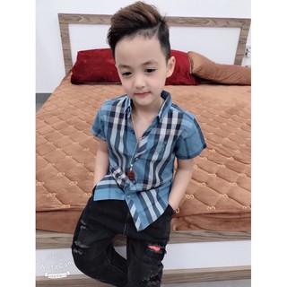 áo sơ mi bbr cộc tay cho bé trai