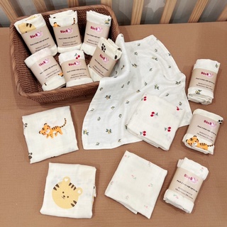 🐯🐅🍒🍋set 2 khăn mặt sợi tre lụa 30x30cm