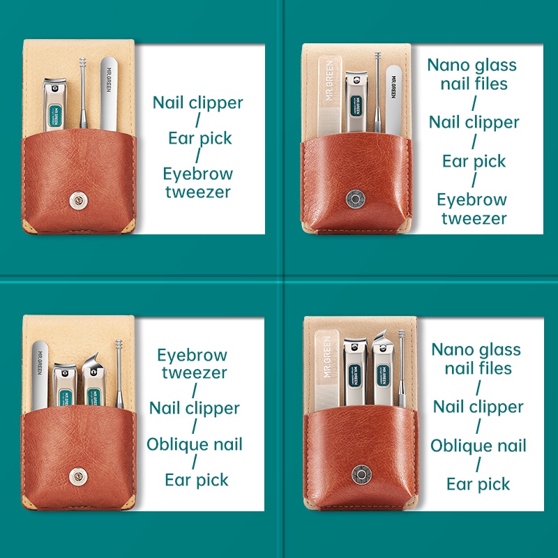 MR.GREEN Set dụng cụ làm móng và chăm sóc móng thép không gỉ nhỏ gọn tiện lợi