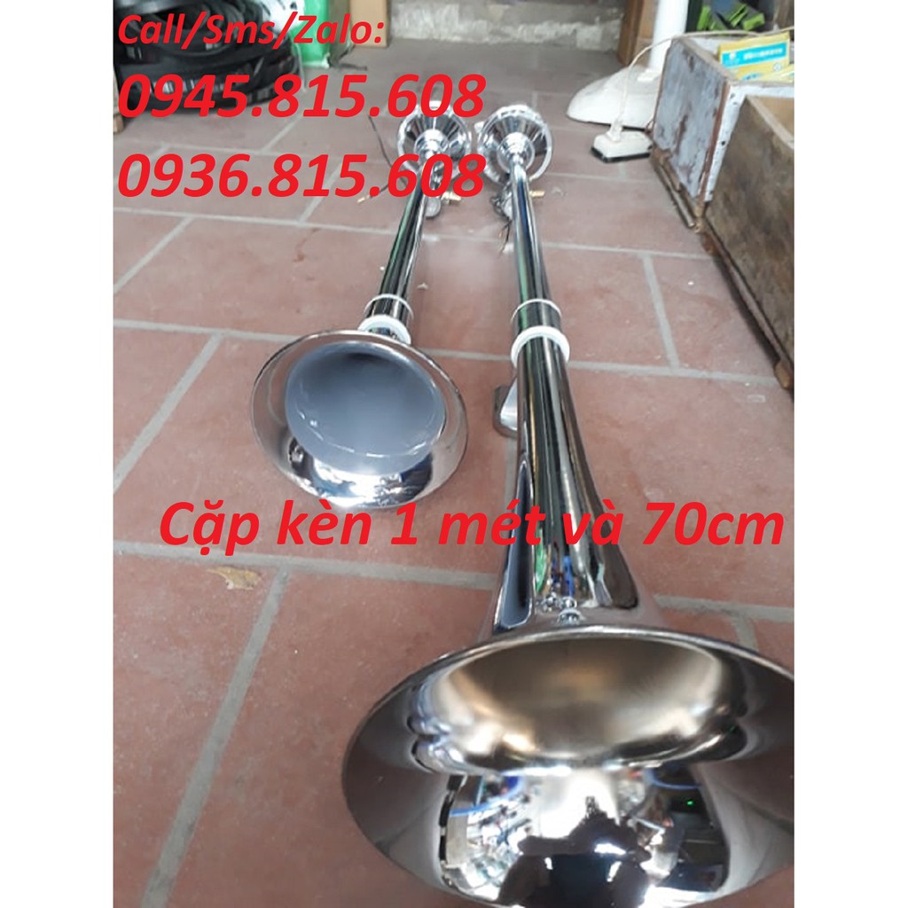 [Mã LIFEXANH03 giảm 10% đơn 500K] [CÓ CLIP] Cặp còi hơi ô tô, kèn hơi mạ chrome 1 mét và 70cm âm thanh khủng