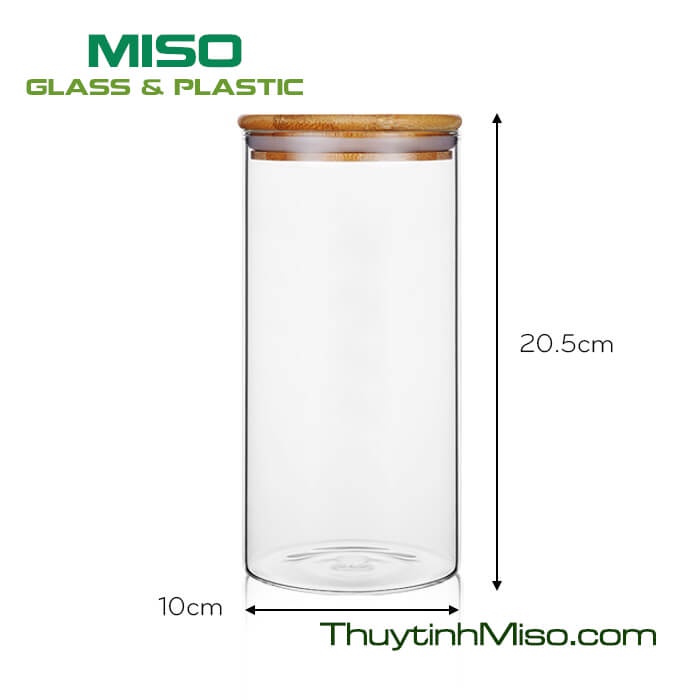 Hũ thủy tinh borosilicate nắp gỗ tre cao cấp 700ml, 1 Lít, 1.4 giá KM